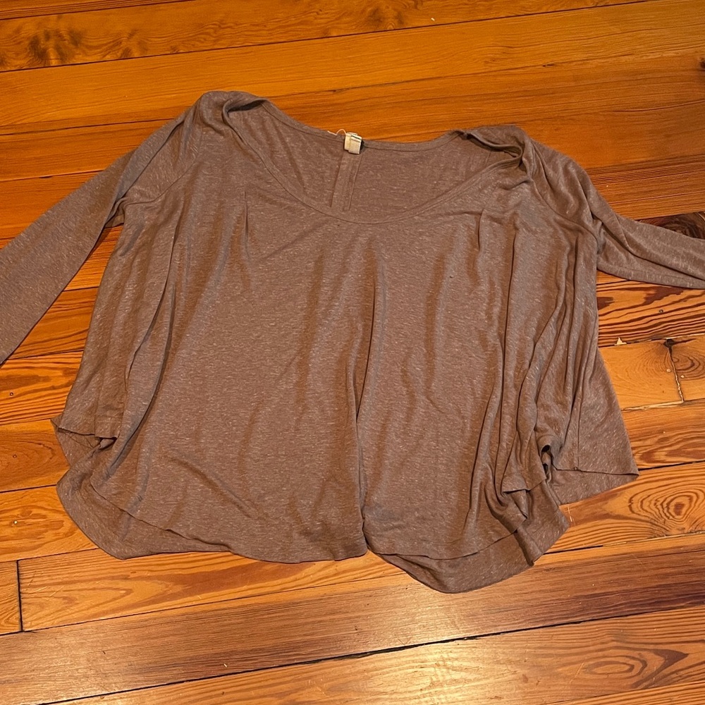 Brown Flowy Free People 3/4 sleeve Top